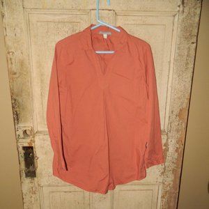 Garnet Hill Womens Organic Pima Cotton Long Sleeve Tunic Blouse Size M (P-45)